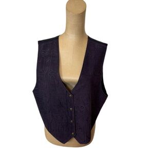 Vintage Agapo Collection Purple Leather Vest Size Large